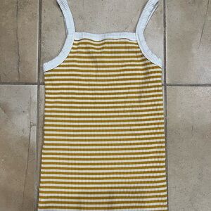 Old Navy Yellow and White Striped Tank Size Small Slim Fit